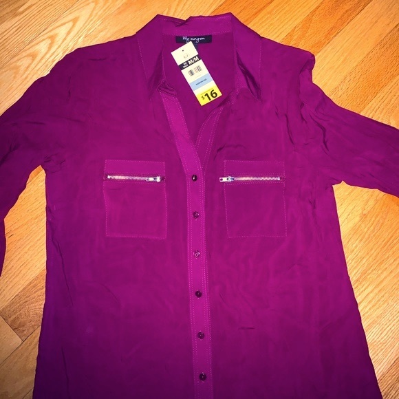 Purple Button-Up Blouse - Picture 1 of 4